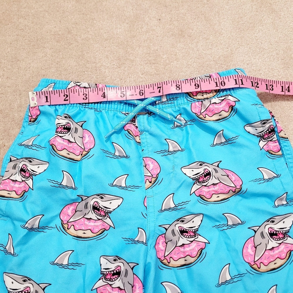 Boys Shark Donut Swim Trunks Shorts Blue Pink Lined Drawstring Size M (8) - Picture 6 of 9